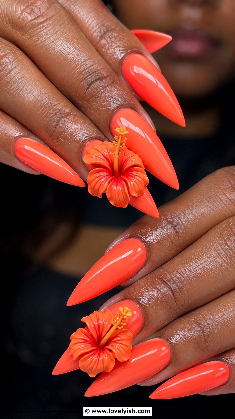 3D Hibiscus Tropical Nails - 38 3d nail designs - 38 3d nail designs