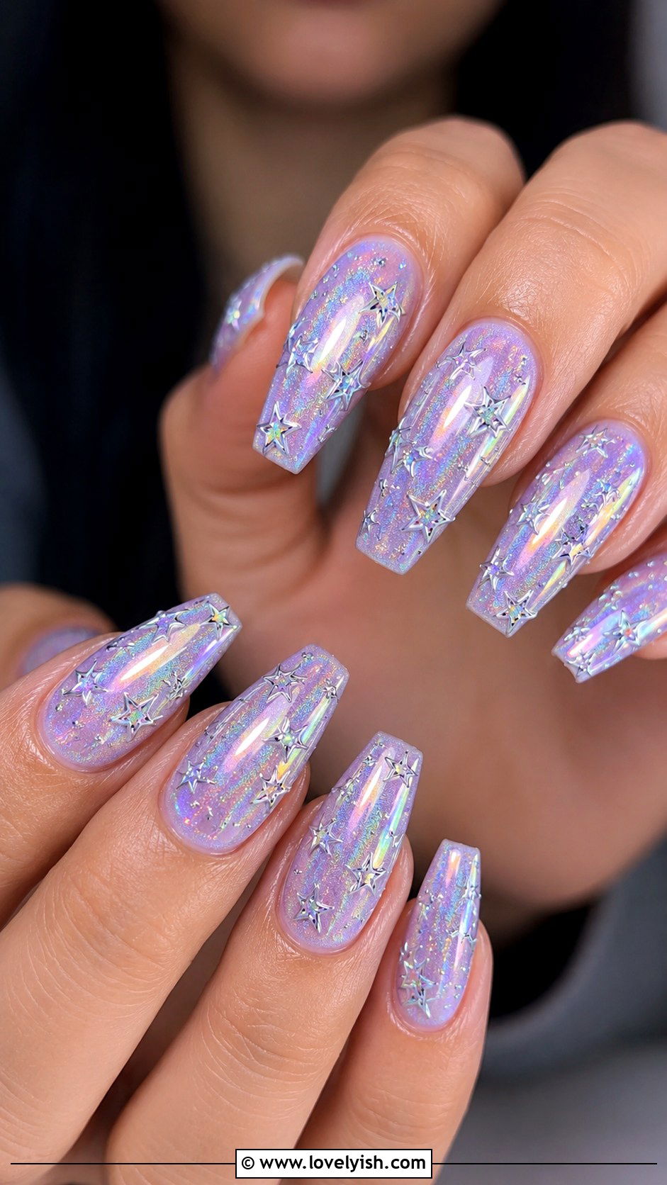 3D Holographic Star Nails - 50 3d nail art - 50 3d nail art