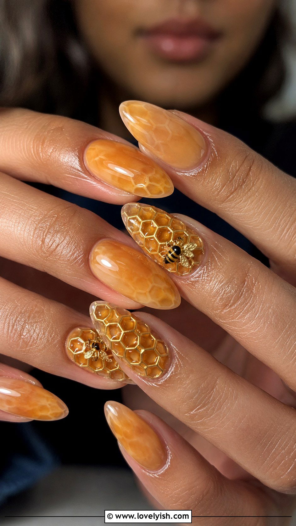 3D Honeycomb Gel Nails - 50 3d gel nail art ideas - 50 3d gel nail art ideas