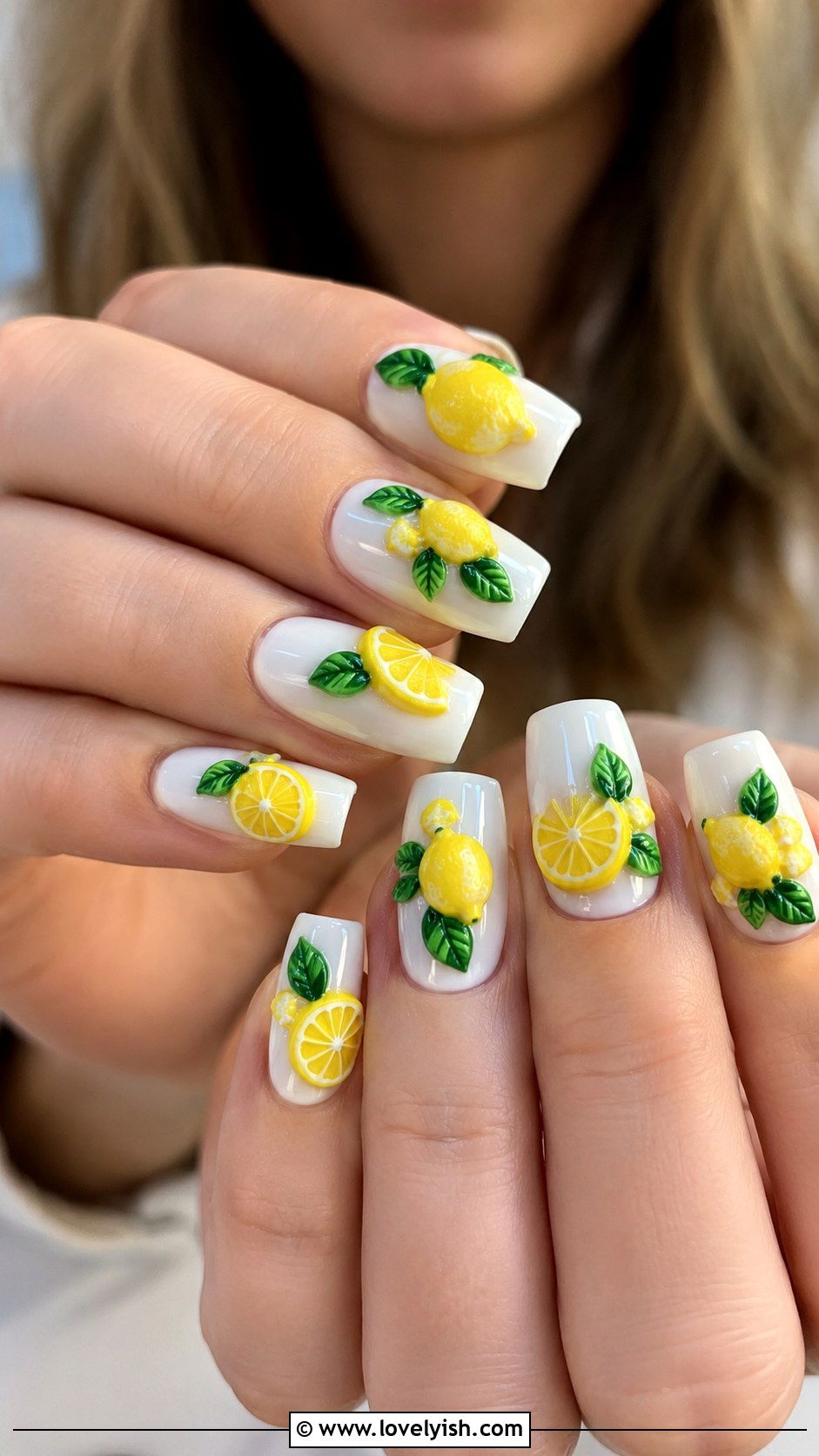 3D Lemon Nails - 50 3d nail art - 50 3d nail art