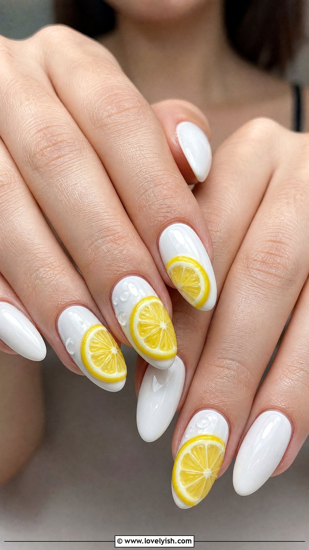3D Lemon Slice Nails - 50 lemon nail design ideas - 50 lemon nail design ideas