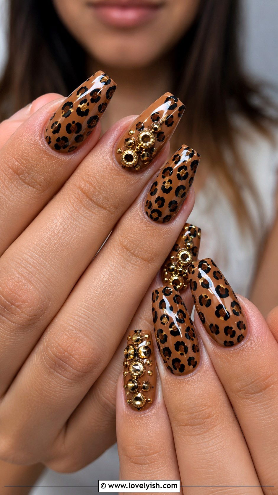 3D Leopard Print Brown Nails - 38 3d nail designs - 38 3d nail designs
