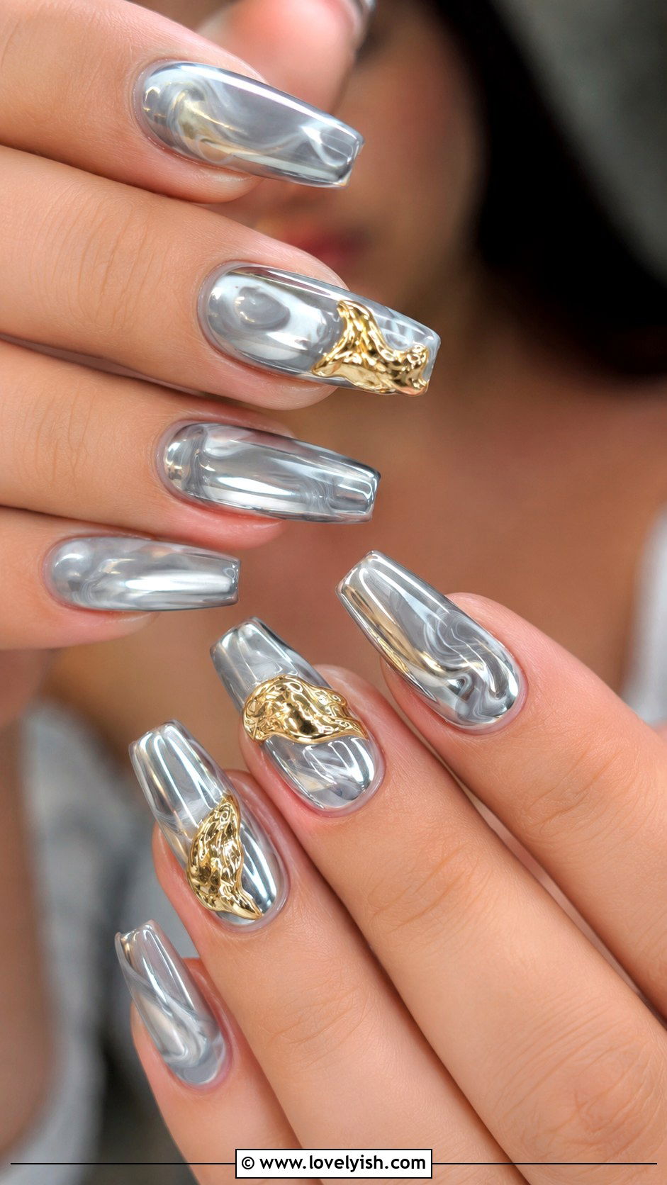 3D Marble Chrome Nails - 38 3d nail designs - 38 3d nail designs