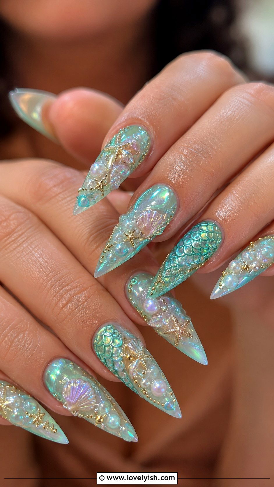 3D Mermaid Ocean Nails - 38 3d nail designs - 38 3d nail designs