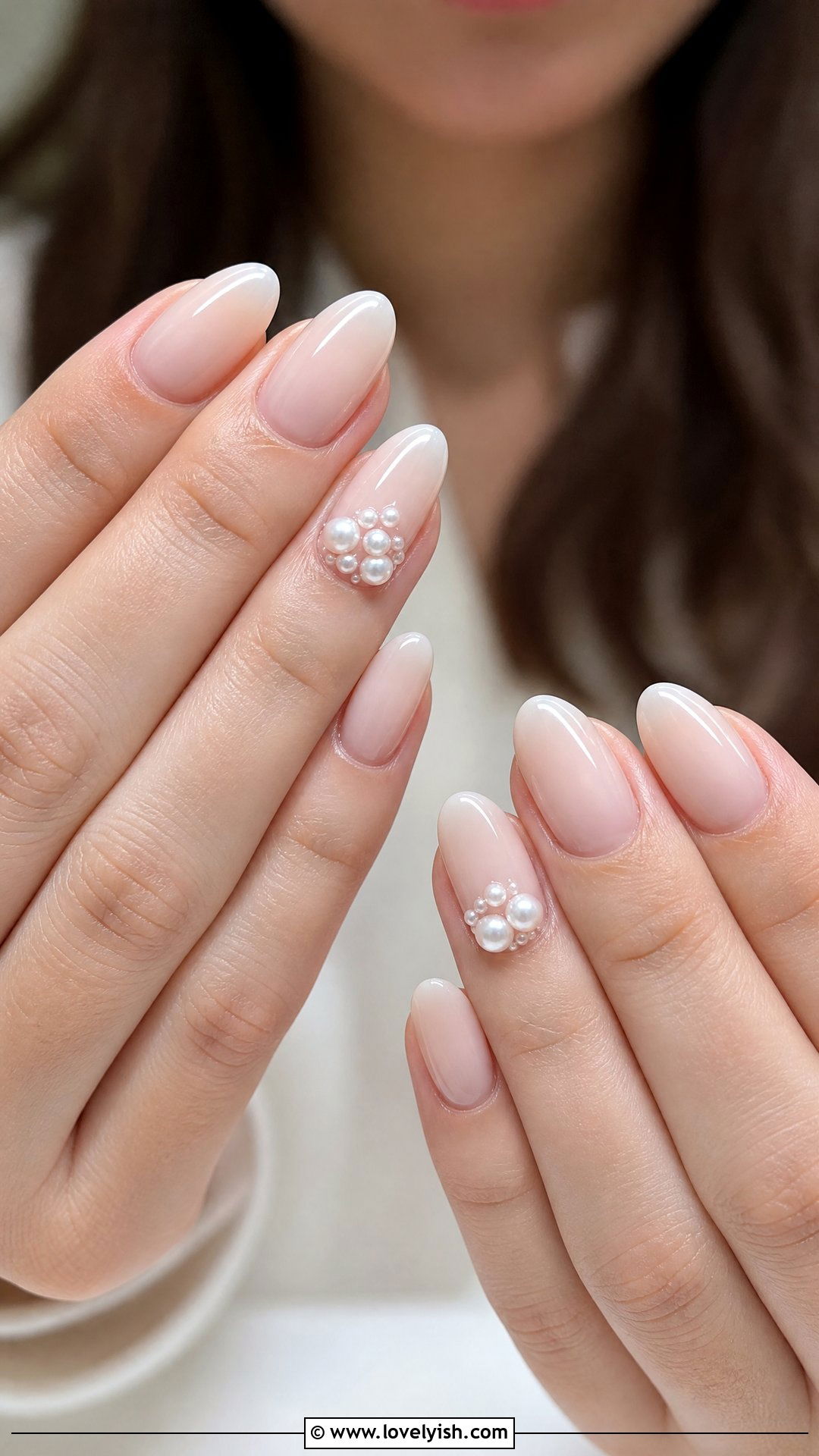 3D Pearl Cluster Bridal Nails - 25 bridal nail ideas - 25 bridal nail ideas