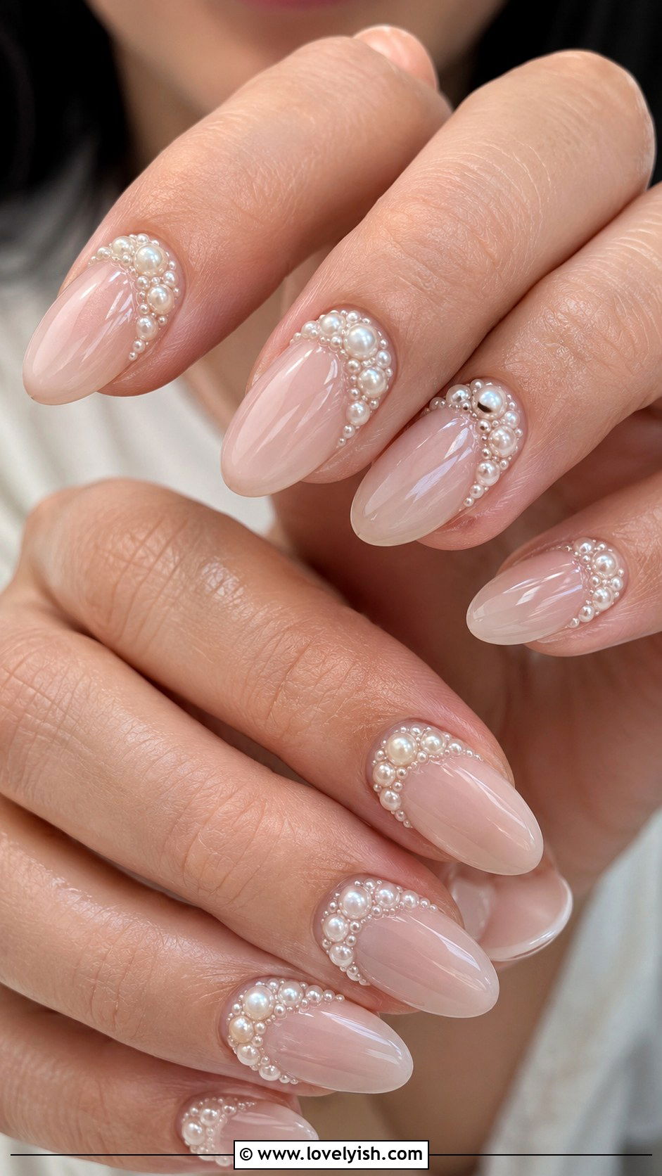 3D Pearl Cluster Gel Nails - 50 3d gel nail art ideas - 50 3d gel nail art ideas