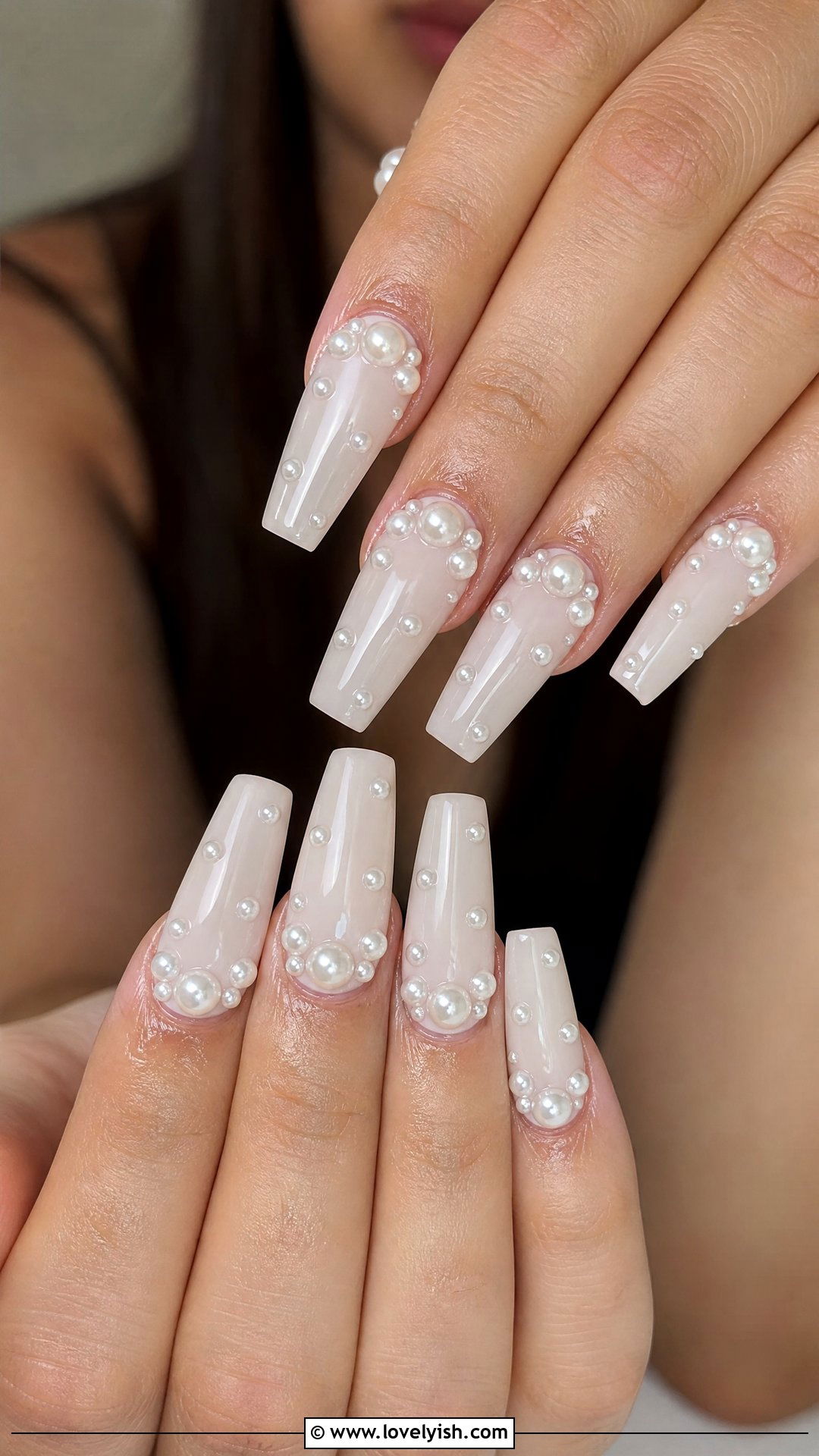 3D Pearl Embellished Bridal Nails - 50 bridal nails - 50 bridal nails
