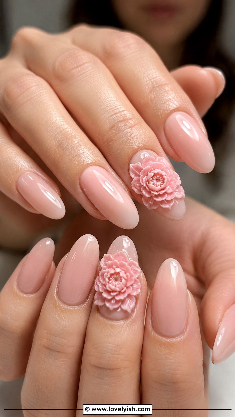 3D Peony Bridal Nails - 38 3d nail designs - 38 3d nail designs