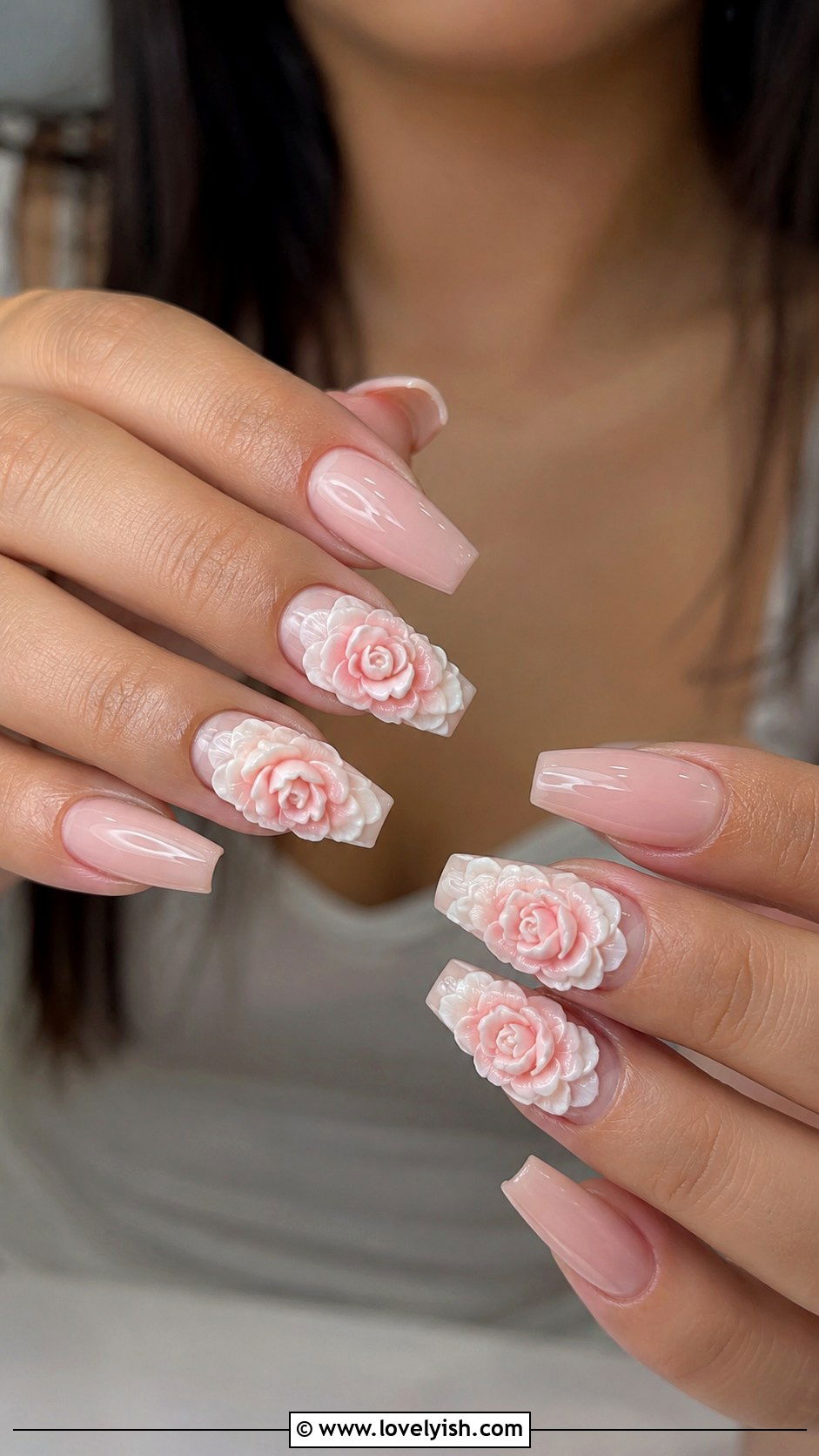 3D Peony Gel Nails - 50 3d gel nail art ideas - 50 3d gel nail art ideas