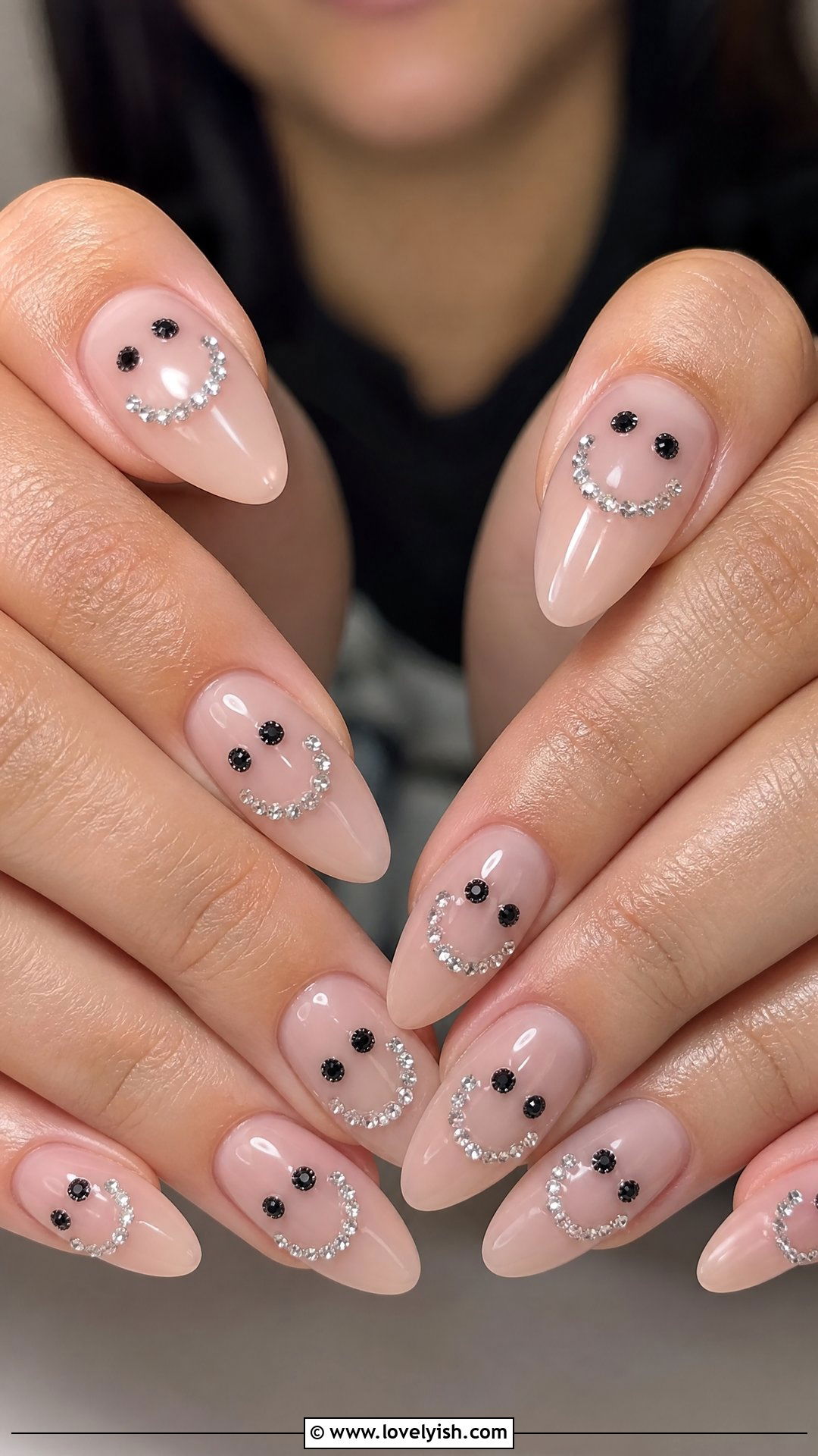 3D Rhinestone Smiley Face Nails - 50 smiley face nails - 50 smiley face nails