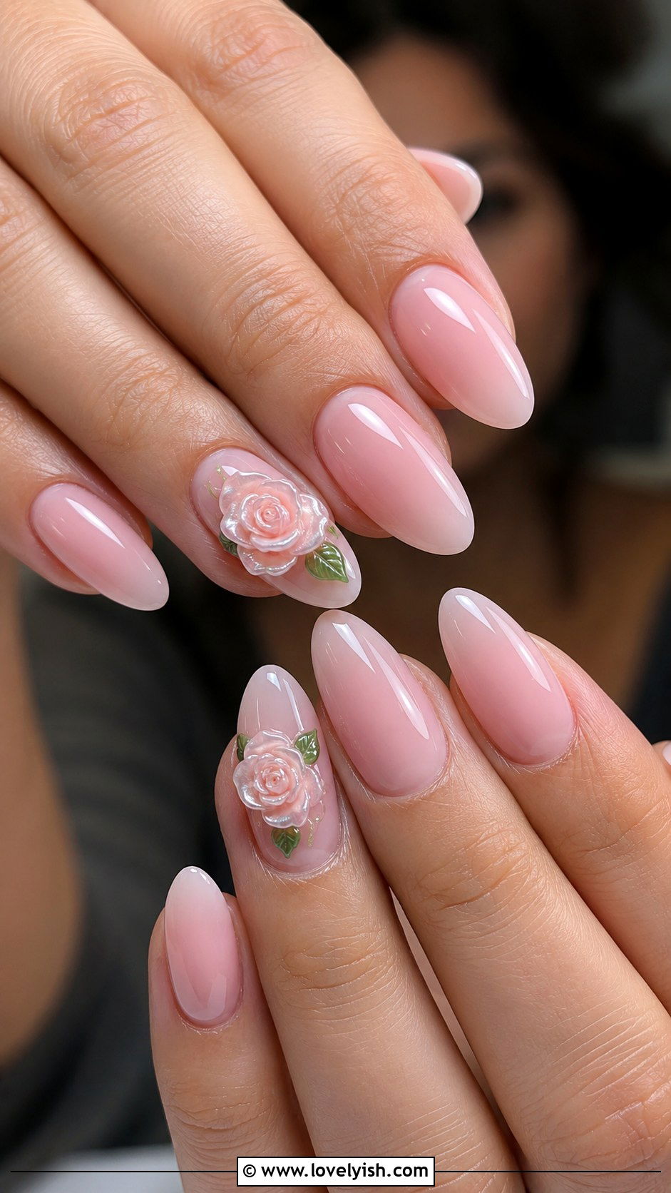3D Rose Accent Nails - 38 flower nail art ideas - 38 flower nail art ideas