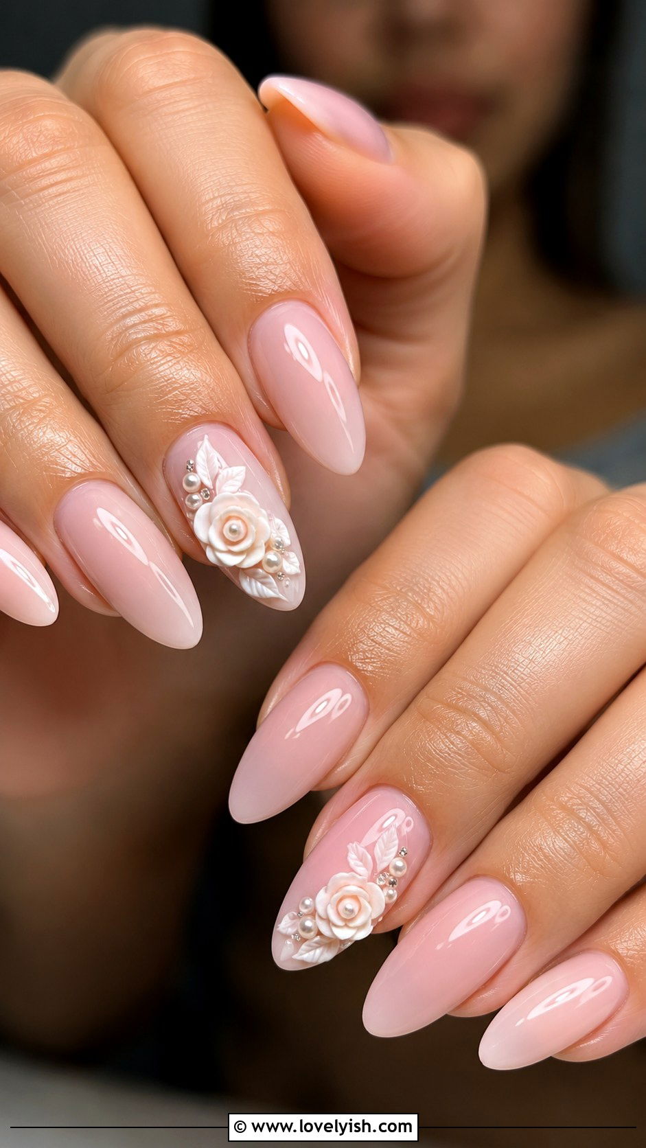 3D Rose Wedding Nails - 25 floral nail designs - 25 floral nail designs