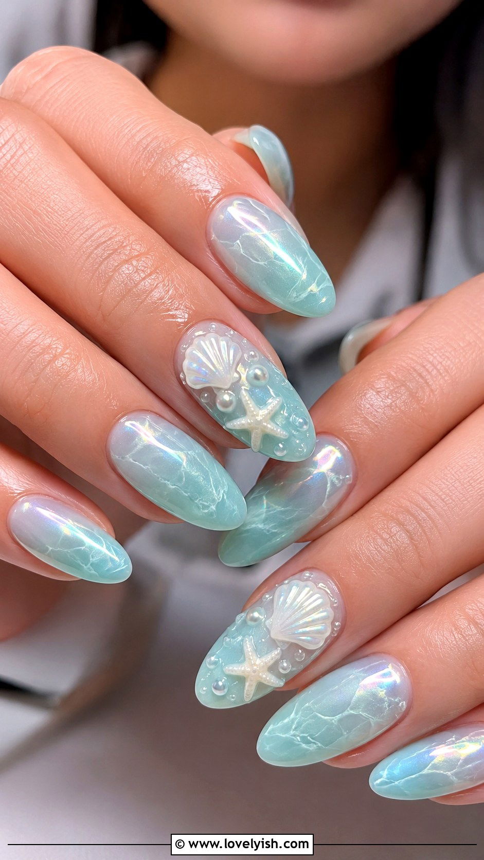 3D Seashell Beach Nails - 38 3d nail designs - 38 3d nail designs