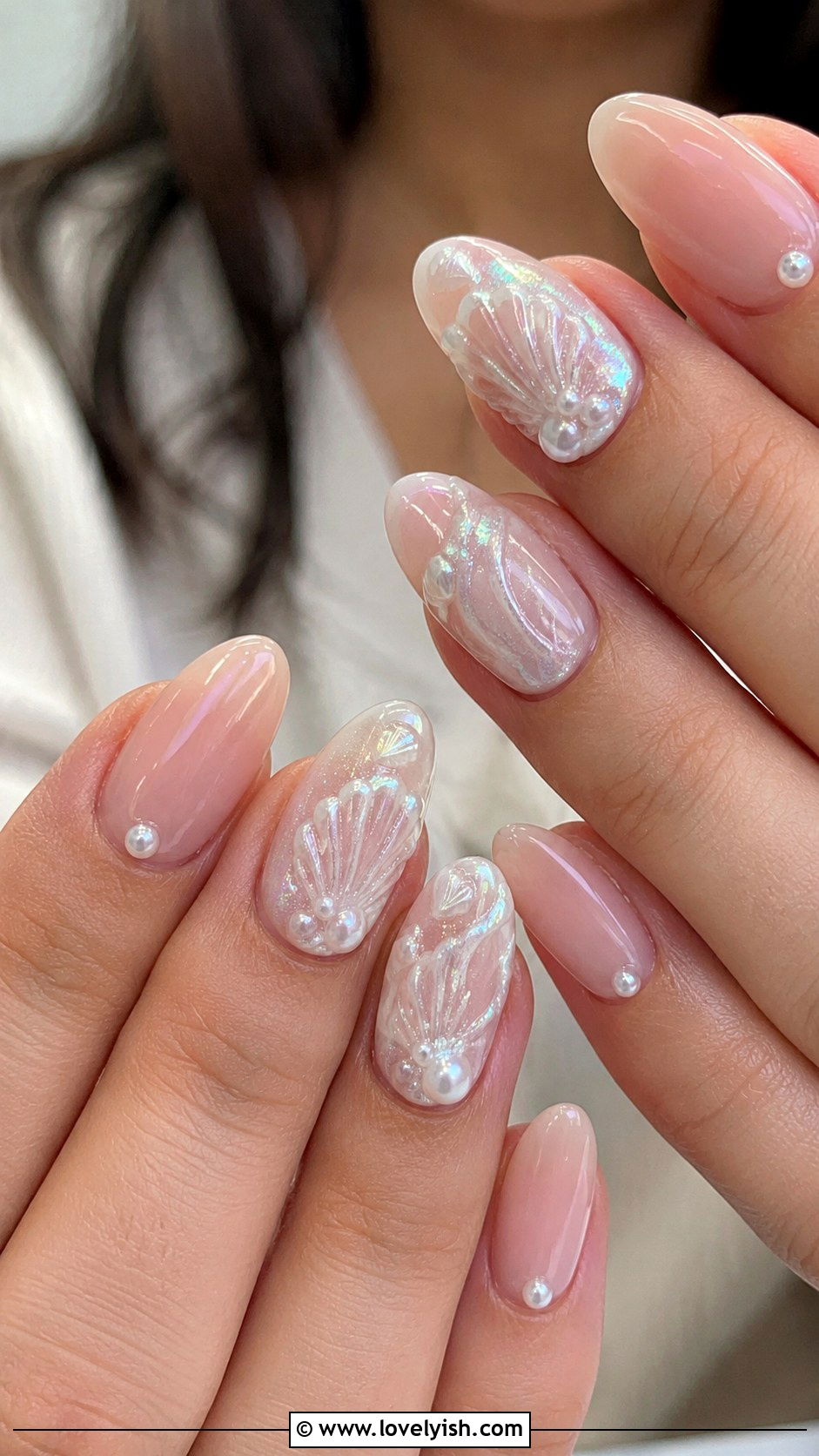 3D Seashell Gel Nails - 50 3d gel nail art ideas - 50 3d gel nail art ideas