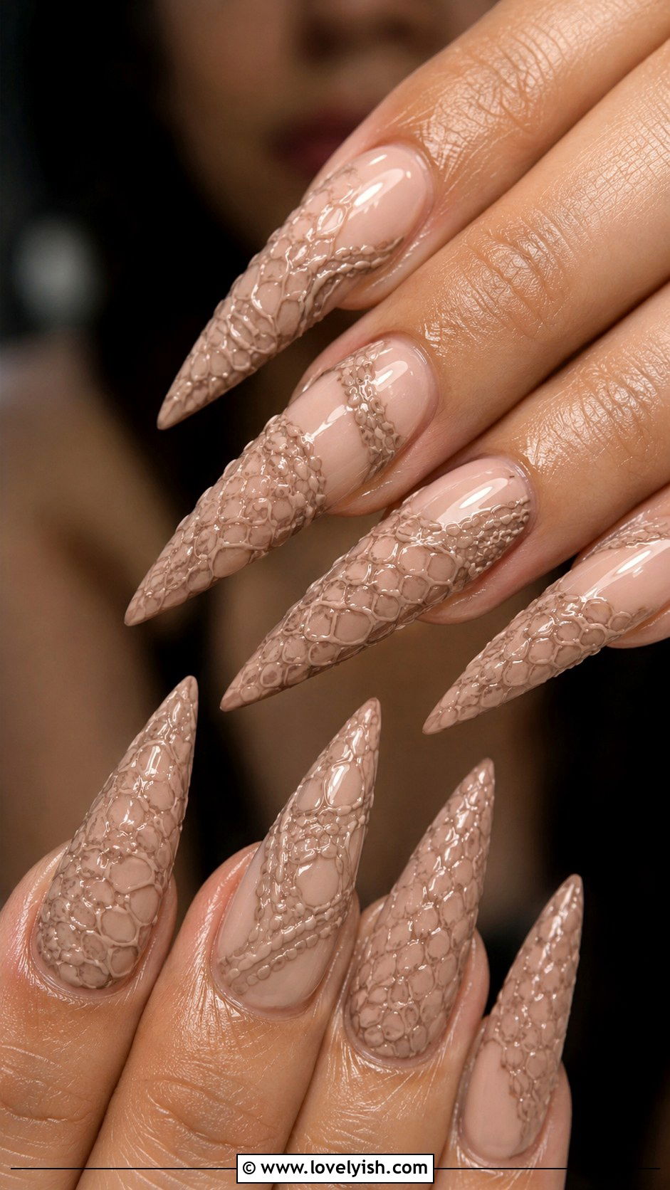 3D Snake Print Gel Nails - 50 3d gel nail art ideas - 50 3d gel nail art ideas