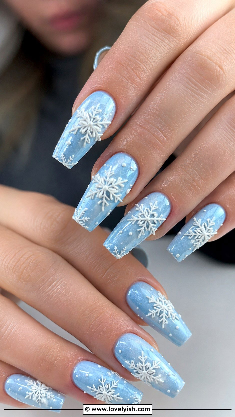3D Snowflake Nails - 50 3d nail art - 50 3d nail art