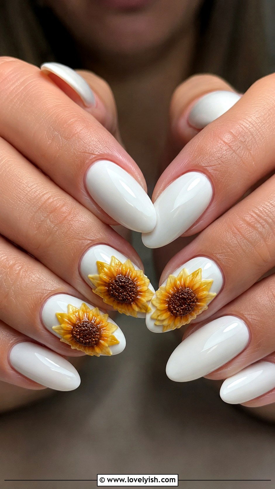 3D Sunflower Gel Nails - 50 3d gel nail art ideas - 50 3d gel nail art ideas