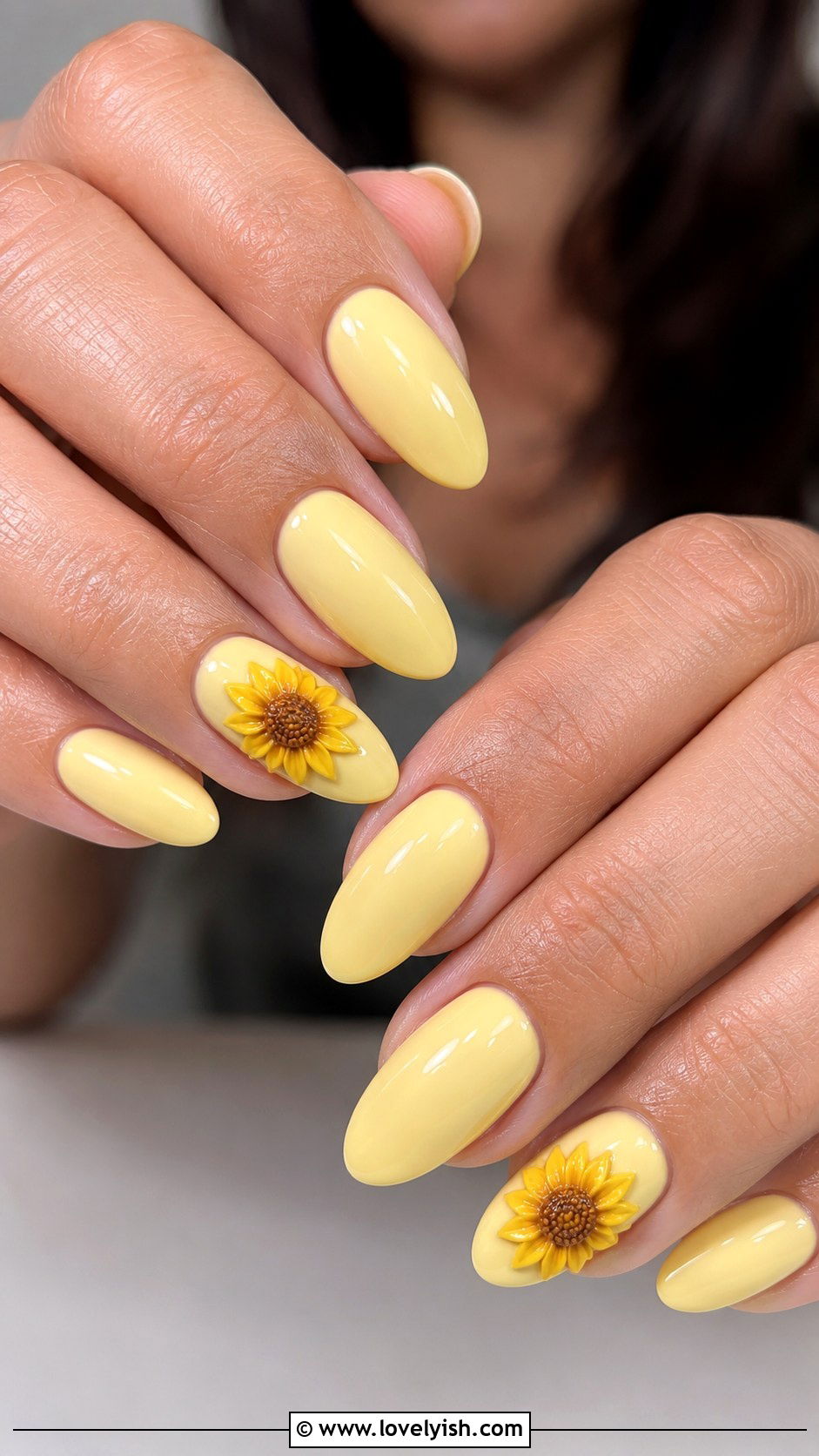3D Sunflower Yellow Nails - 38 3d nail designs - 38 3d nail designs