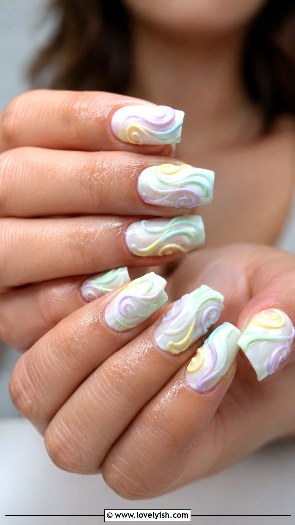 3D Swirl Gel Nails - 50 3d gel nail art ideas - 50 3d gel nail art ideas