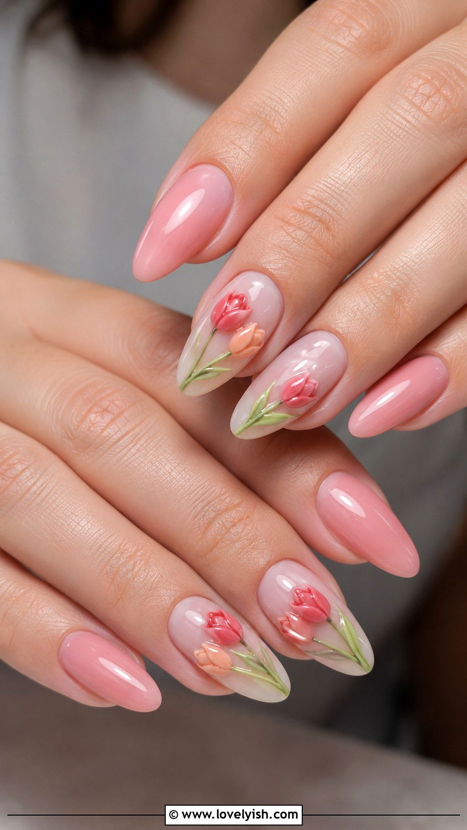 3D Tulip Gel Nails - 50 3d gel nail art ideas - 50 3d gel nail art ideas