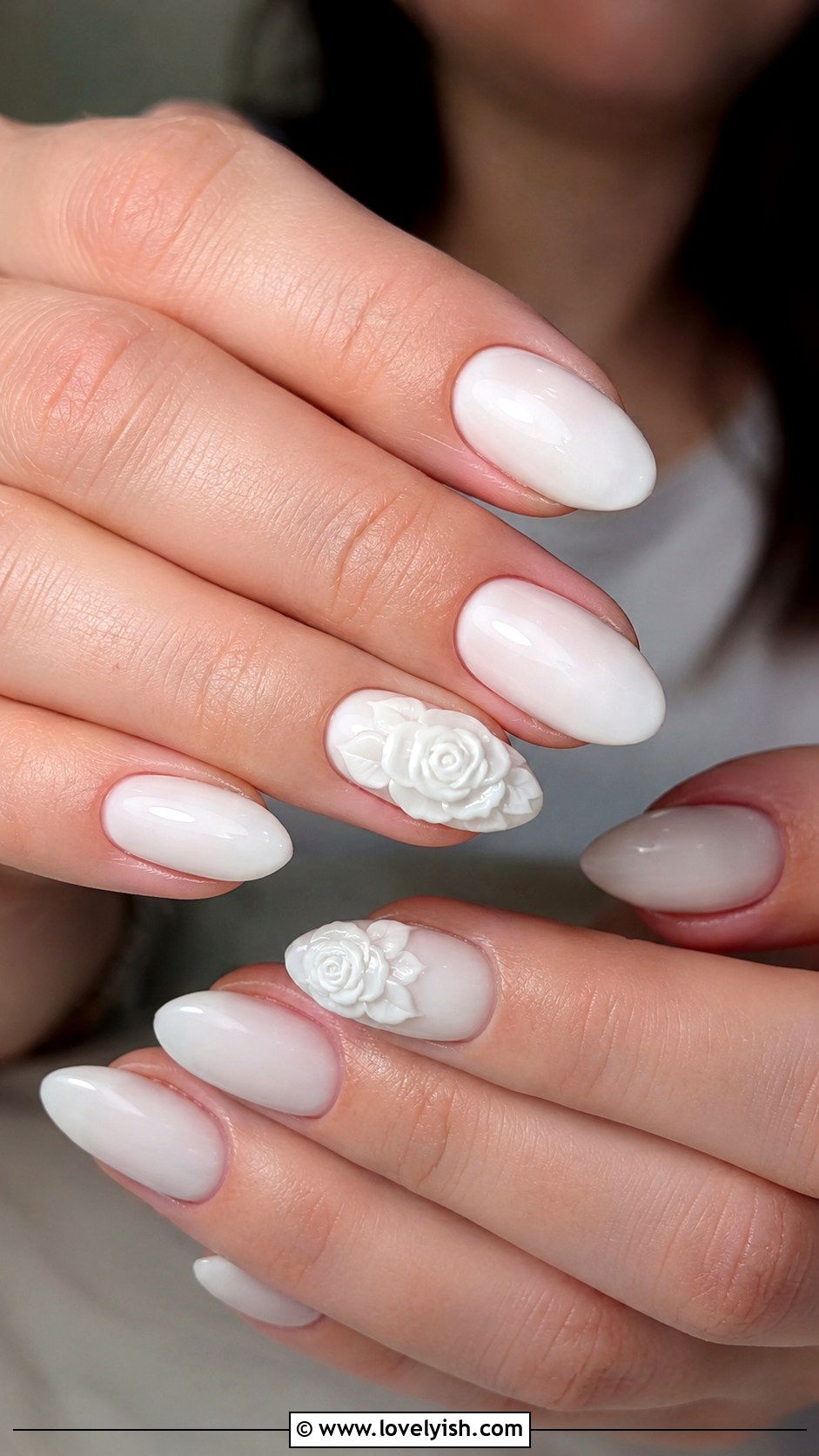 3D White Rose Wedding Nails - 38 3d nail designs - 38 3d nail designs
