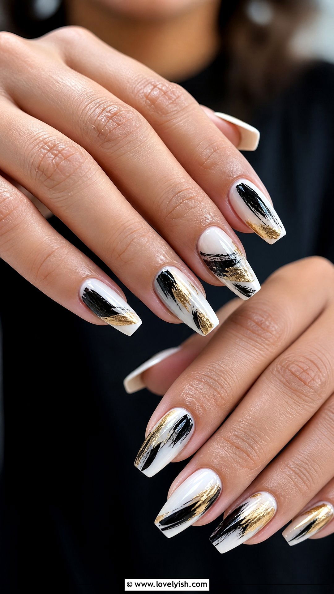 Abstract Brushstroke Nails - 37 nails art ideas - 37 nails art ideas