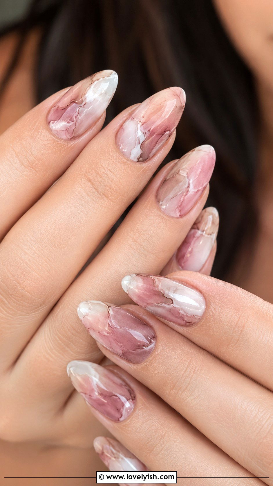 Abstract Ink Marble Nails - 50 nails - 50 nails