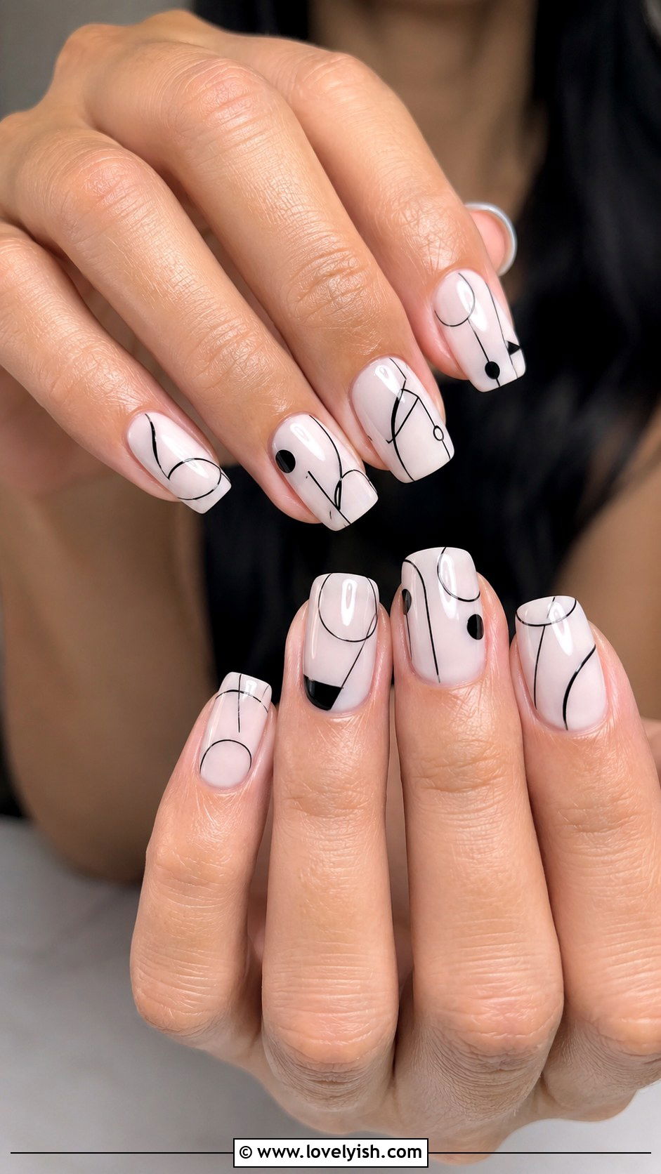 Abstract Line Art Acrylic Nails - 42 acrylic nail designs - 42 acrylic nail designs