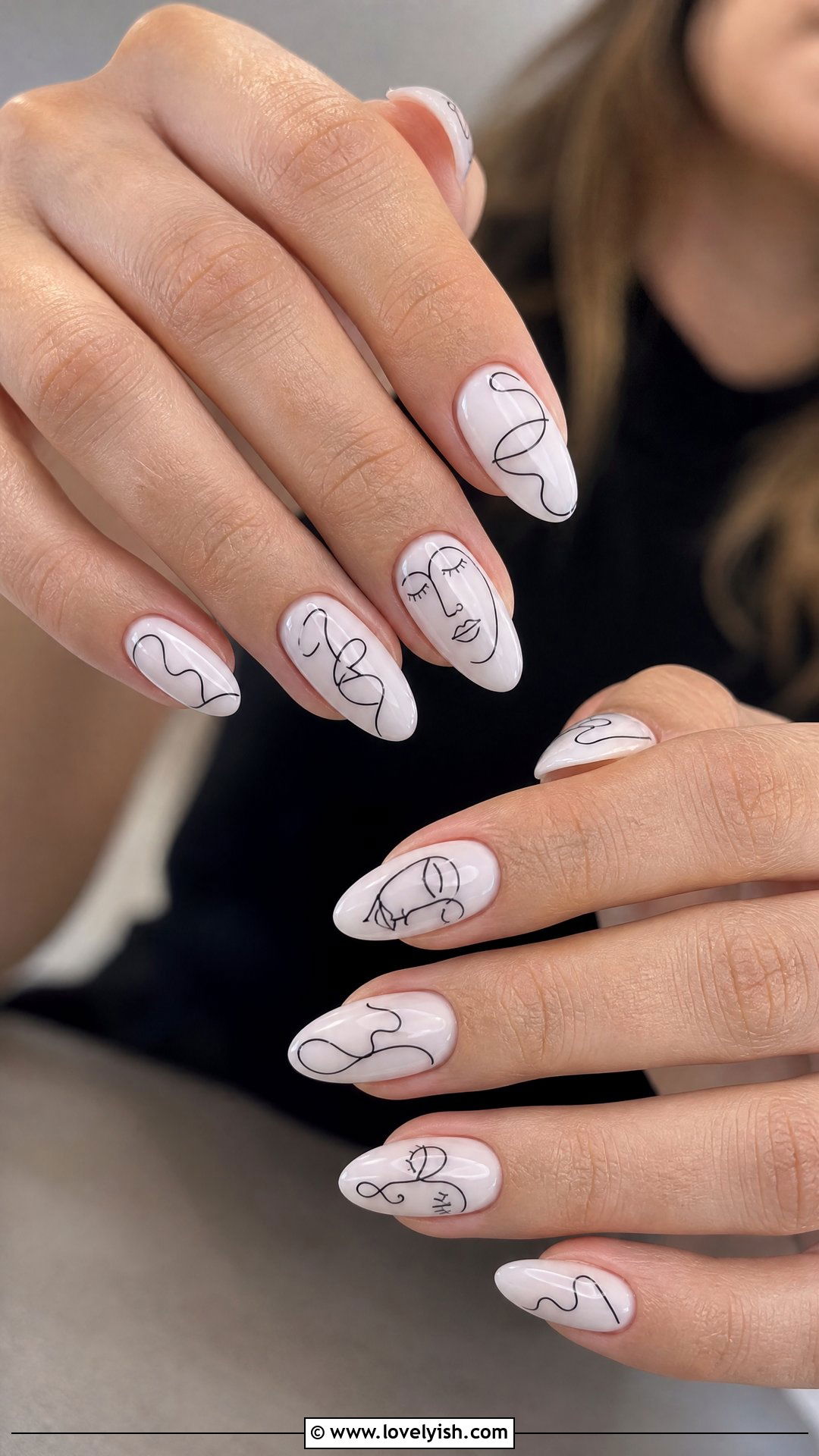 Abstract Line Art Nails - 50 black and white nail designs - 50 black and white nail designs