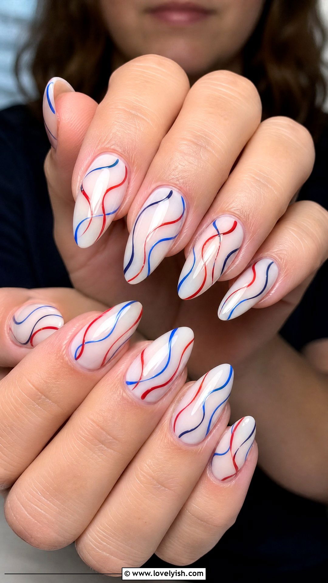 Abstract Red White and Blue Swirl Nails - 25 4th of july nail art ideas - 25 4th of july nail art ideas