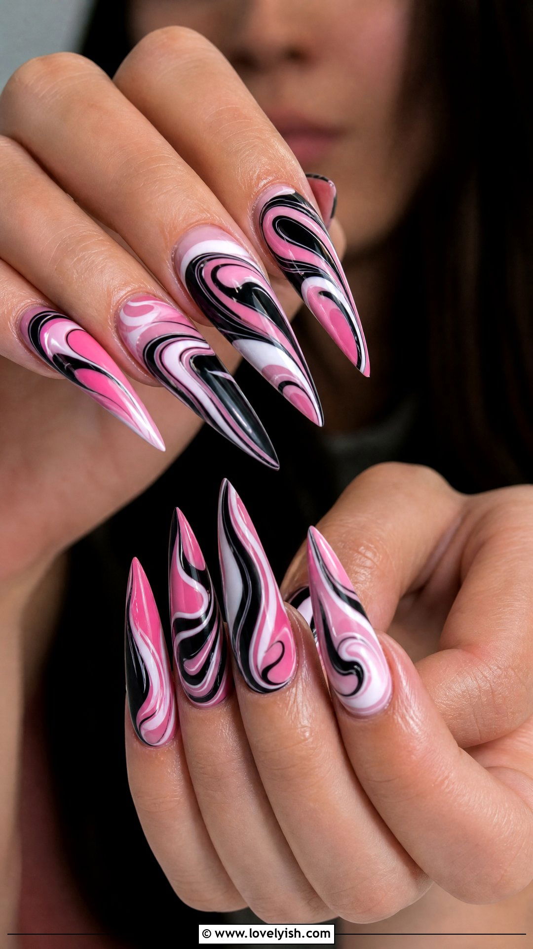 Abstract Swirl Long Stiletto Nails - 50 long stiletto nails - 50 long stiletto nails