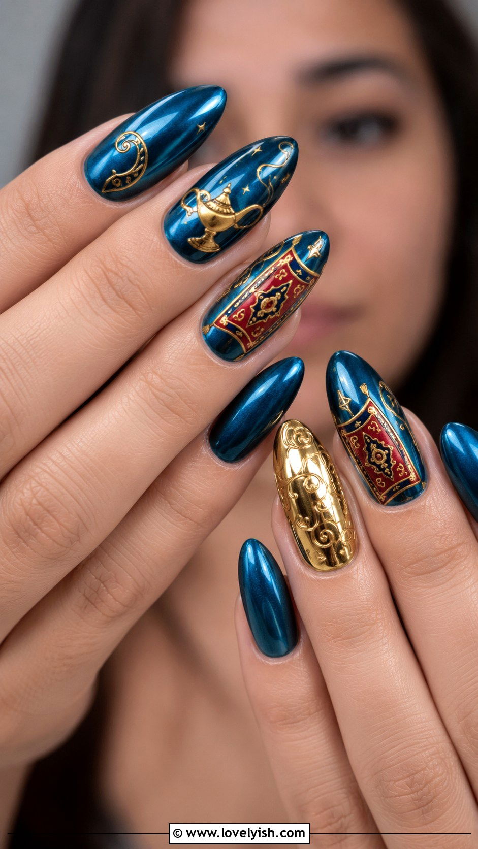 Aladdin Genie Lamp Nails - 25 disney nail art ideas - 25 disney nail art ideas