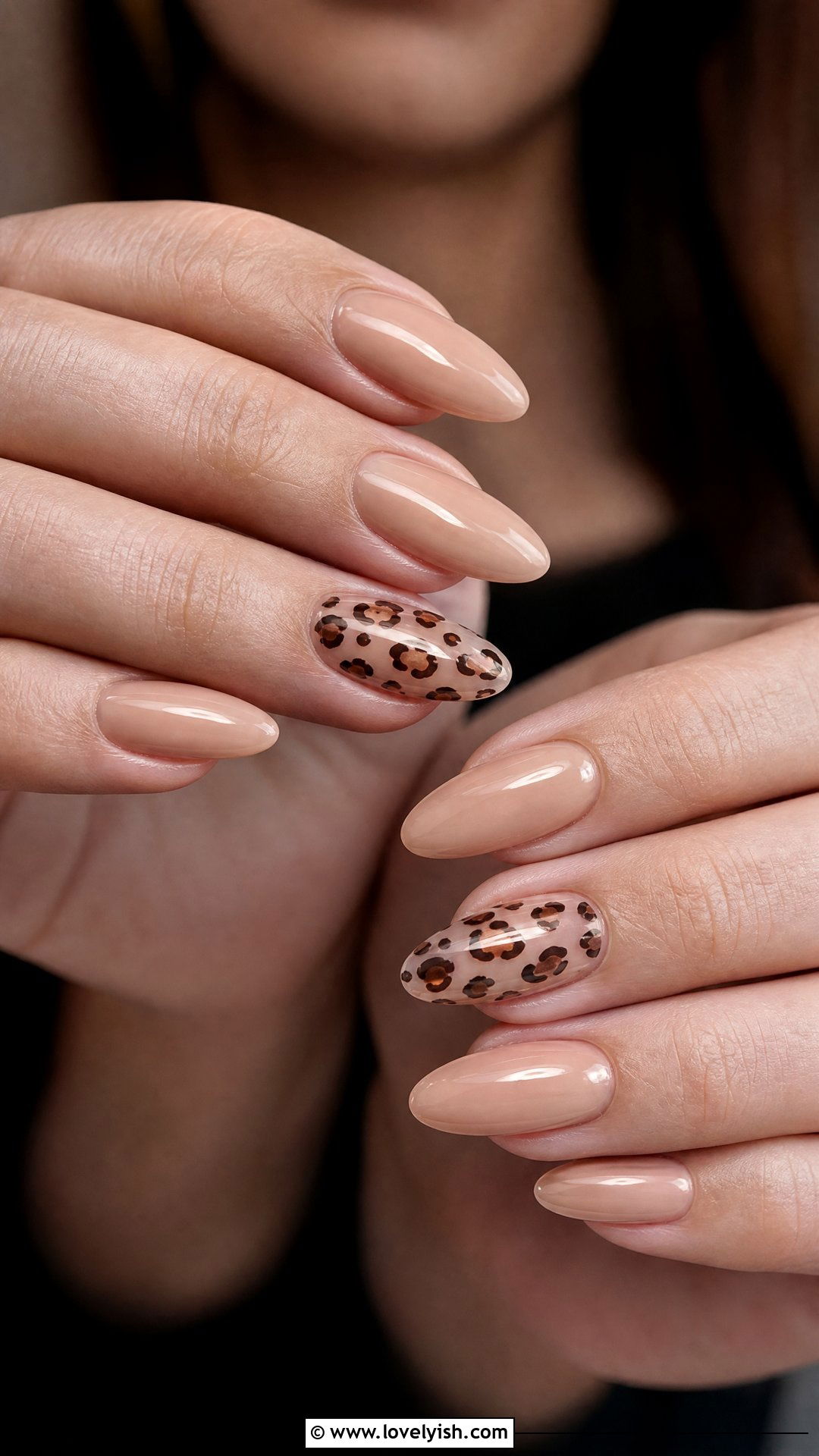 Almond Nude Leopard Print Nails - 50 leopard print nails - 50 leopard print nails