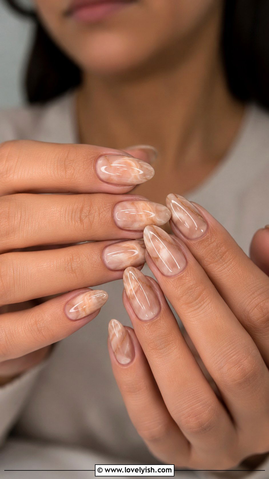 Almond Nude Marble Nails - 38 marble nail designs - 38 marble nail designs
