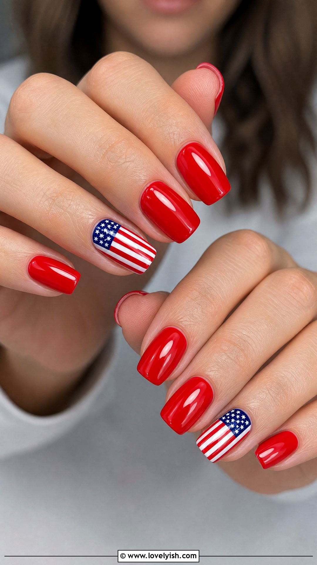 American Flag Accent Nails - 25 4th of july nail art ideas - 25 4th of july nail art ideas