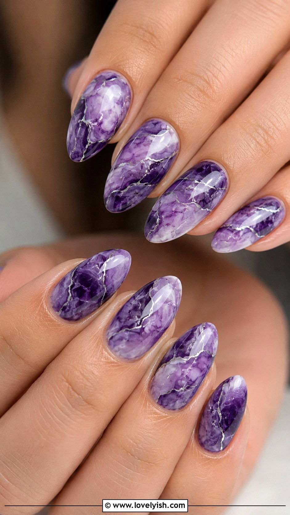 Amethyst Purple Marble Nails - 38 marble nail designs - 38 marble nail designs