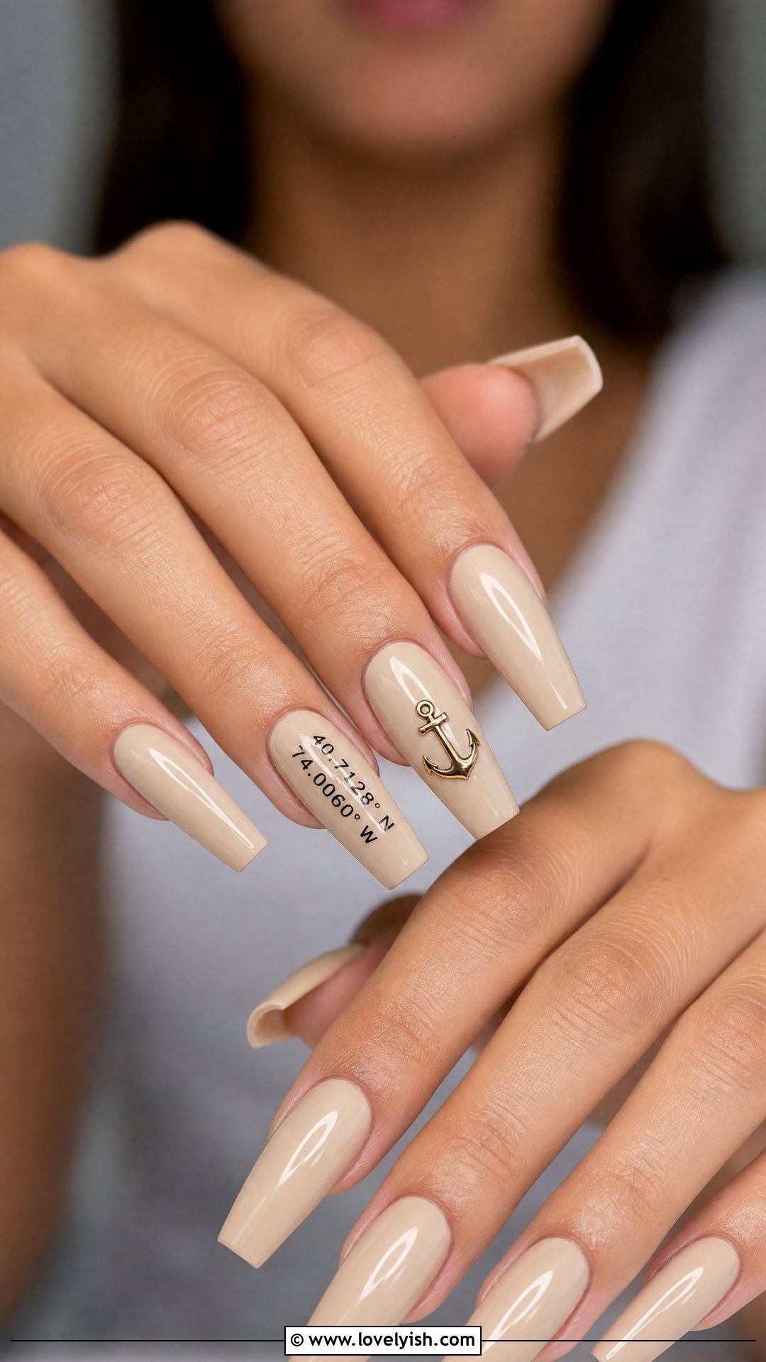 Anchor With Map Coordinates Accent - 50 anchor nail designs - 50 anchor nail designs