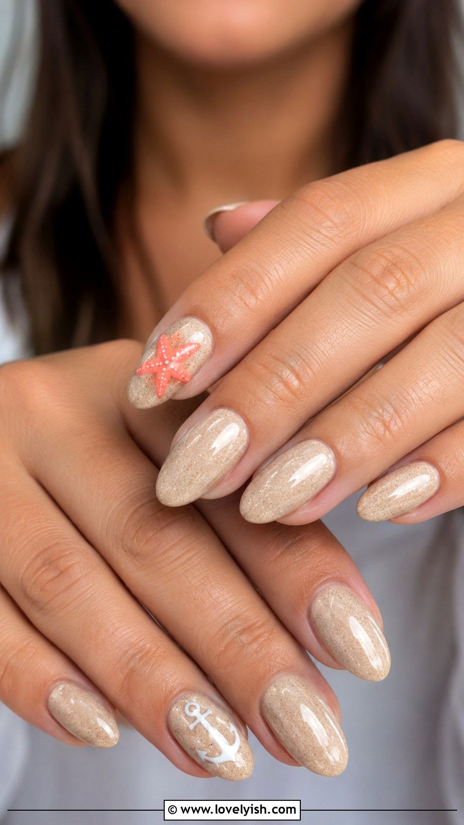 Anchor With Starfish Accent Nails - 50 anchor nail designs - 50 anchor nail designs