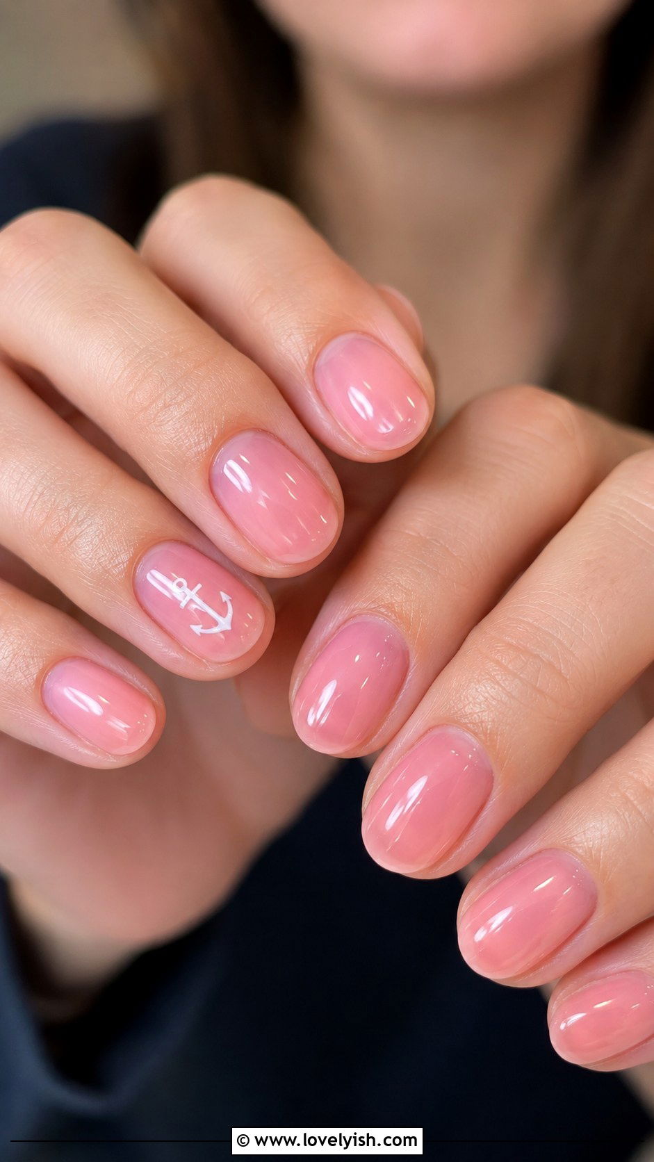 Anchor on Sheer Pink Jelly Base - 50 anchor nail designs - 50 anchor nail designs