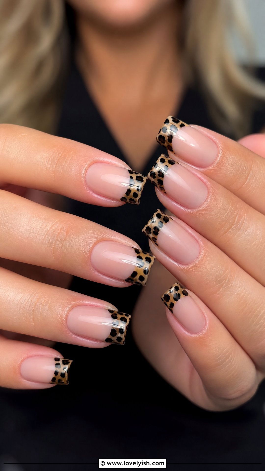 Animal Print French Square Nails - 50 square nails - 50 square nails