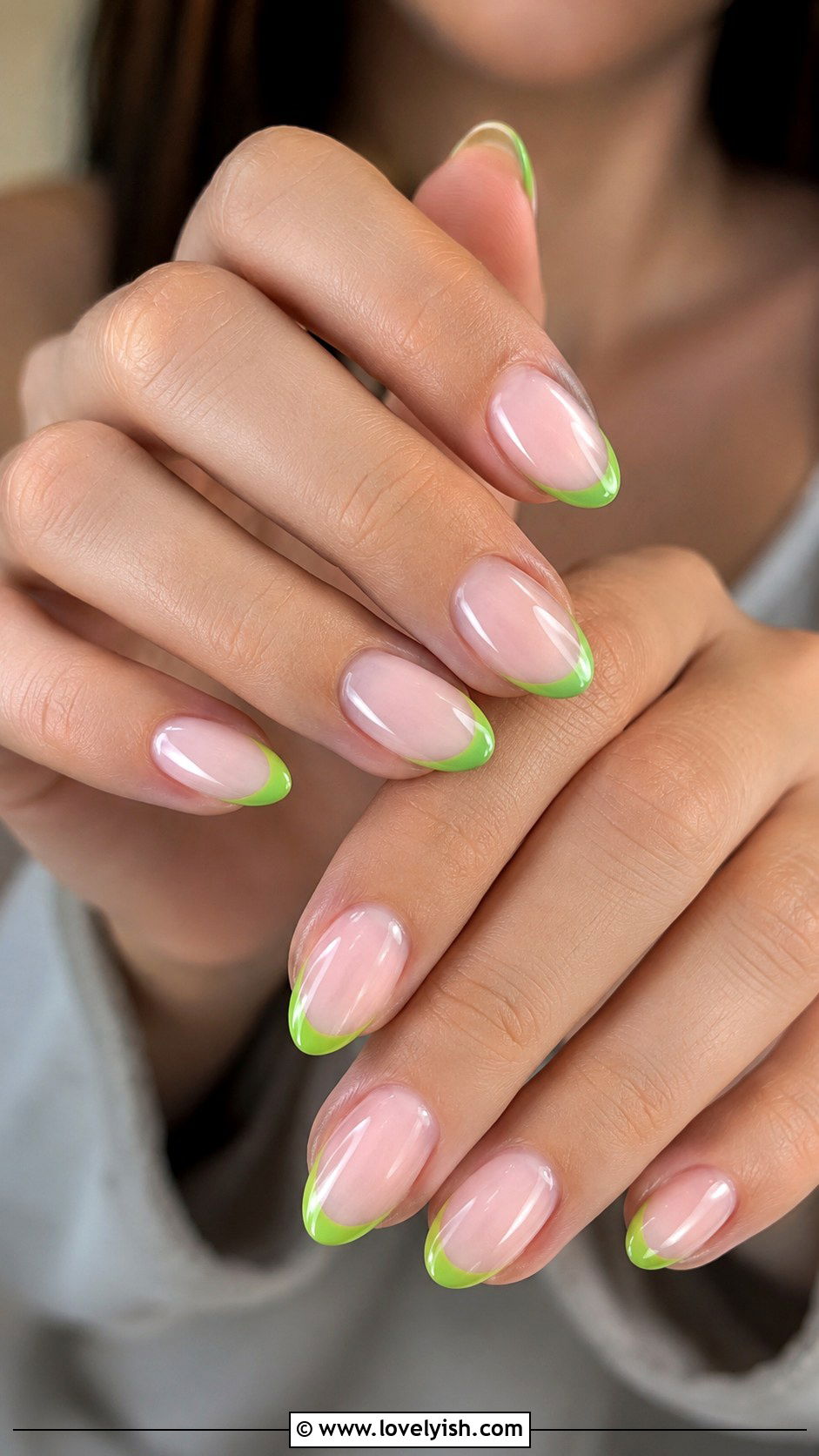 Apple Green French Tip Nails - 50 green nails - 50 green nails