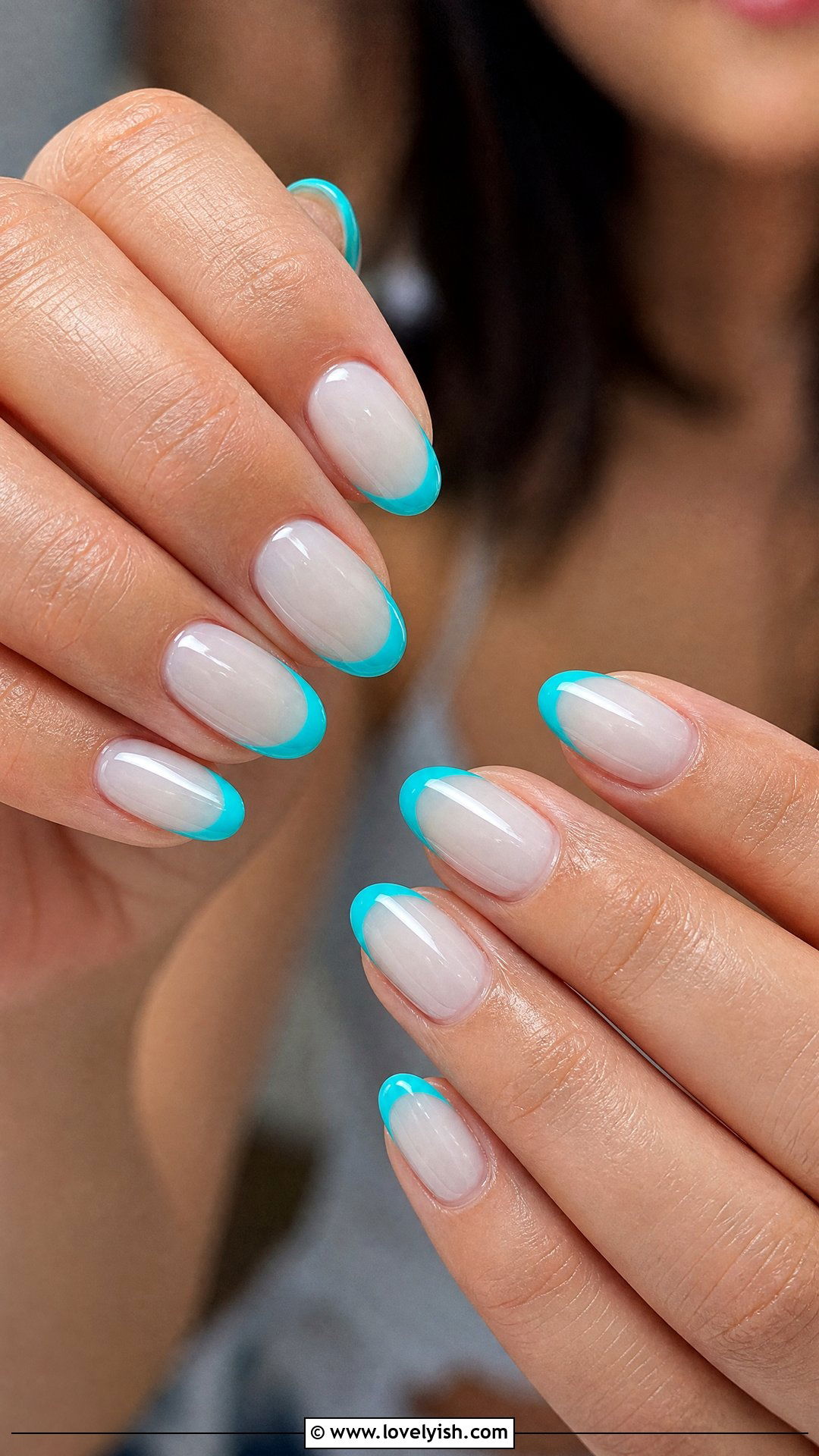 Aqua Blue French Tip Nails - 50 colored french tip nails - 50 colored french tip nails