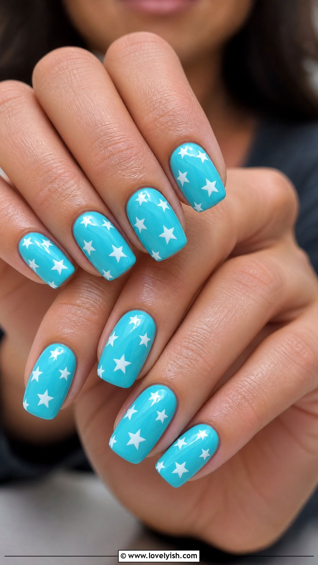 Aqua Blue Star Nails - 50 star nails - 50 star nails