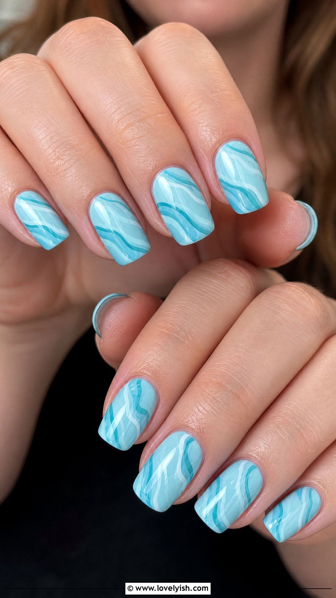 Aqua Blue Wave Nails - 50 cute summer nail designs - 50 cute summer nail designs