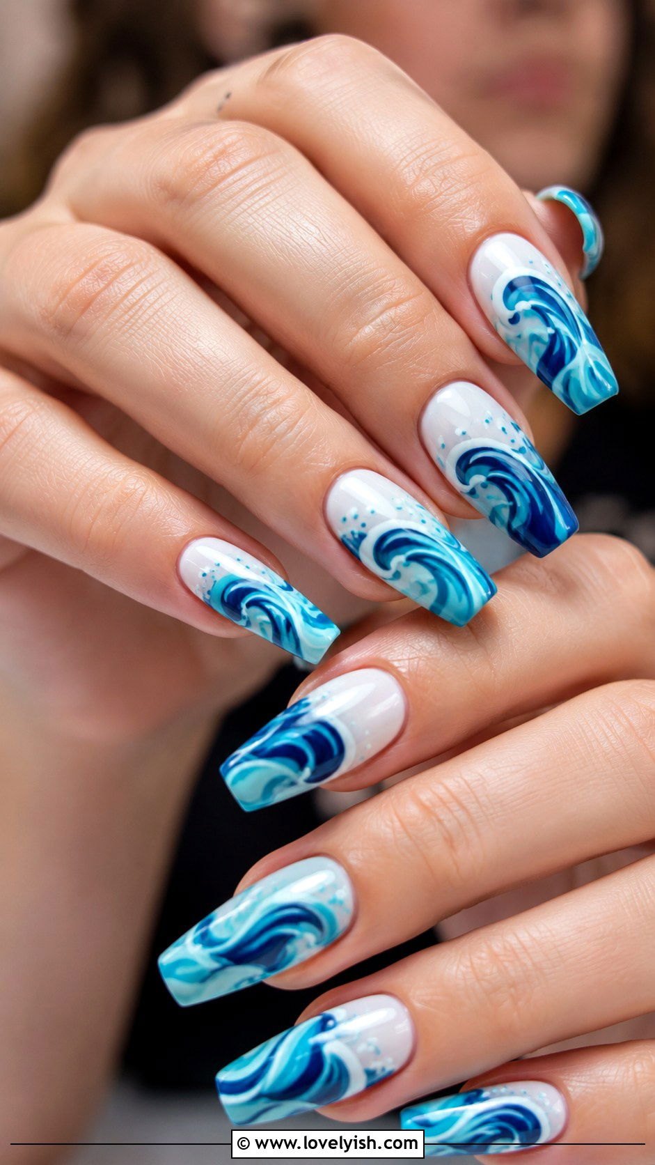 Aqua Blue Wave Nails - 50 beach nails - 50 beach nails