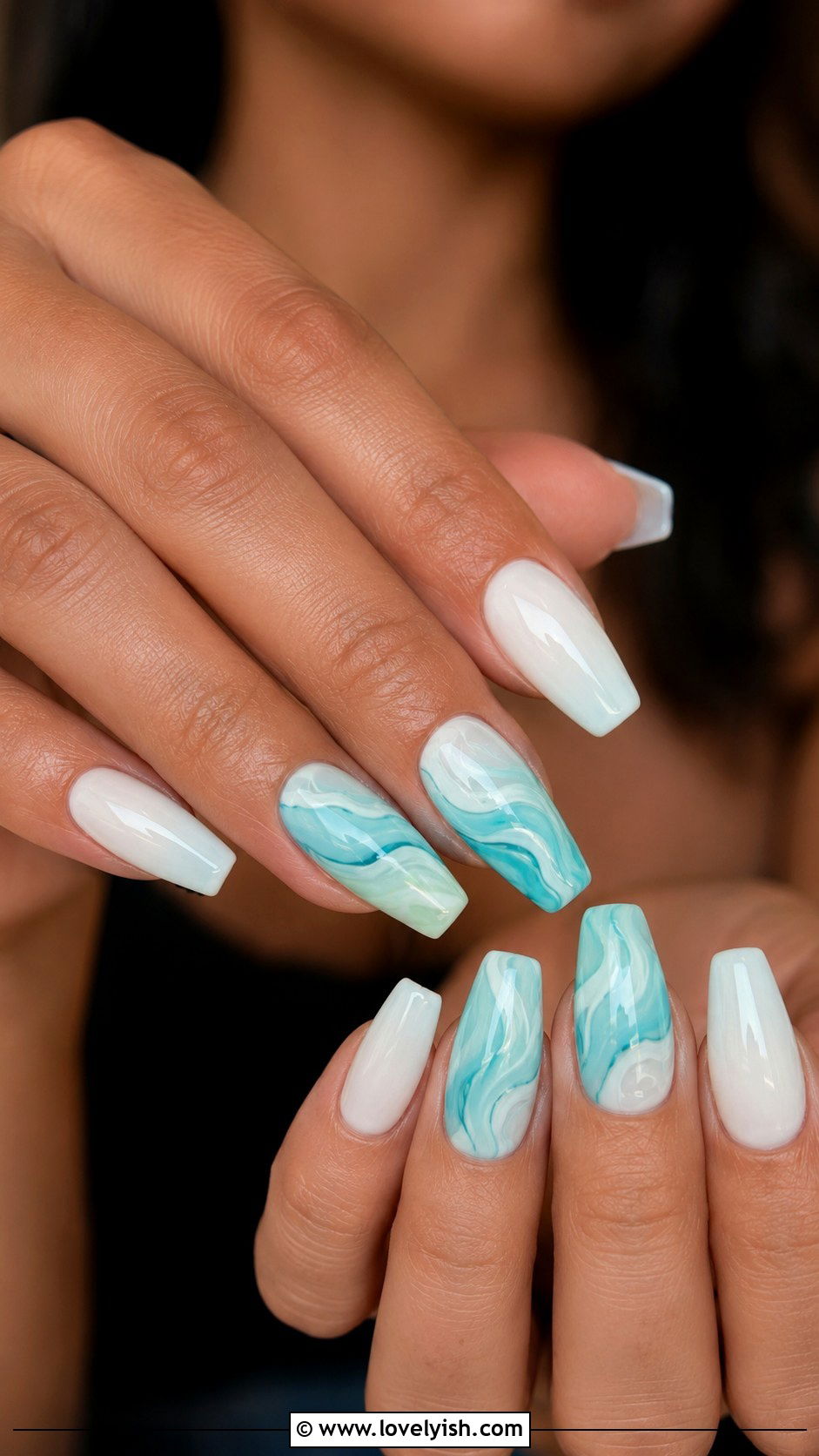 Aqua Blue Wave Nails - 50 preppy nails - 50 preppy nails