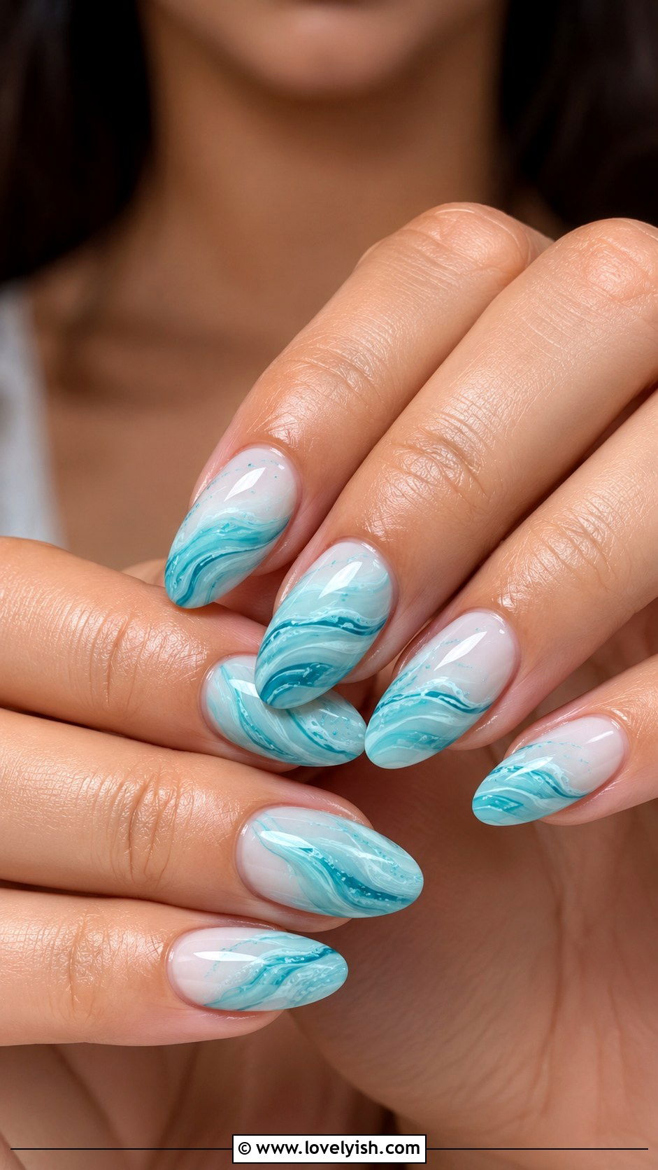 Aqua Blue Wave Nails - 40 nail design summer - 40 nail design summer