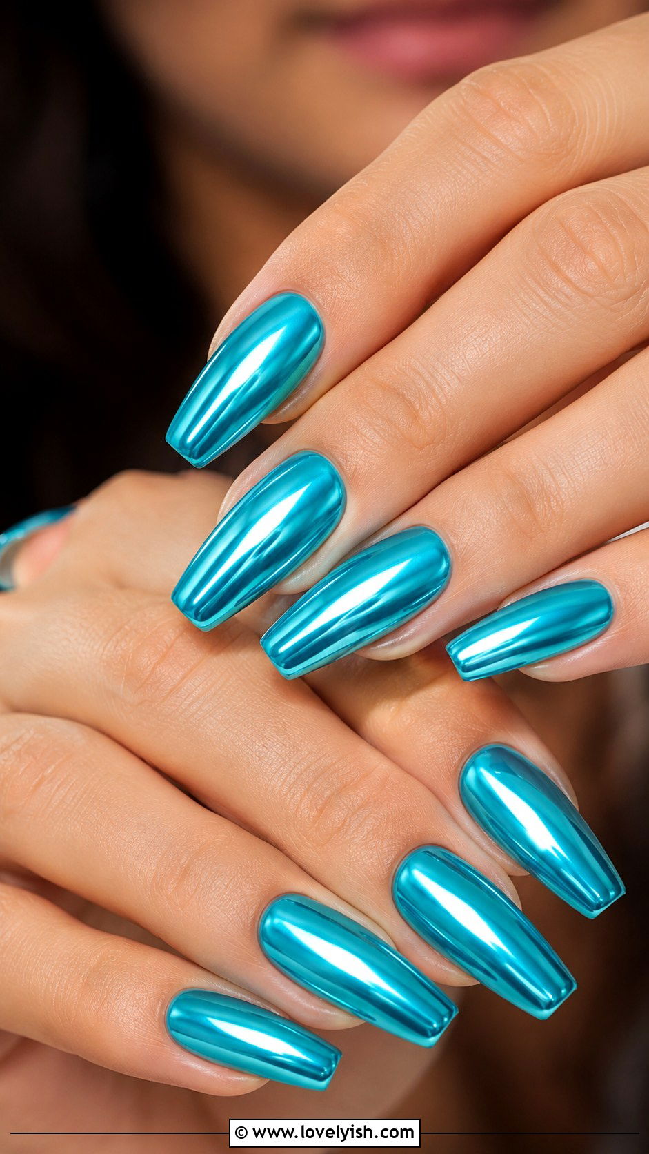 Aqua Chrome Nails - 38 beach nail designs - 38 beach nail designs