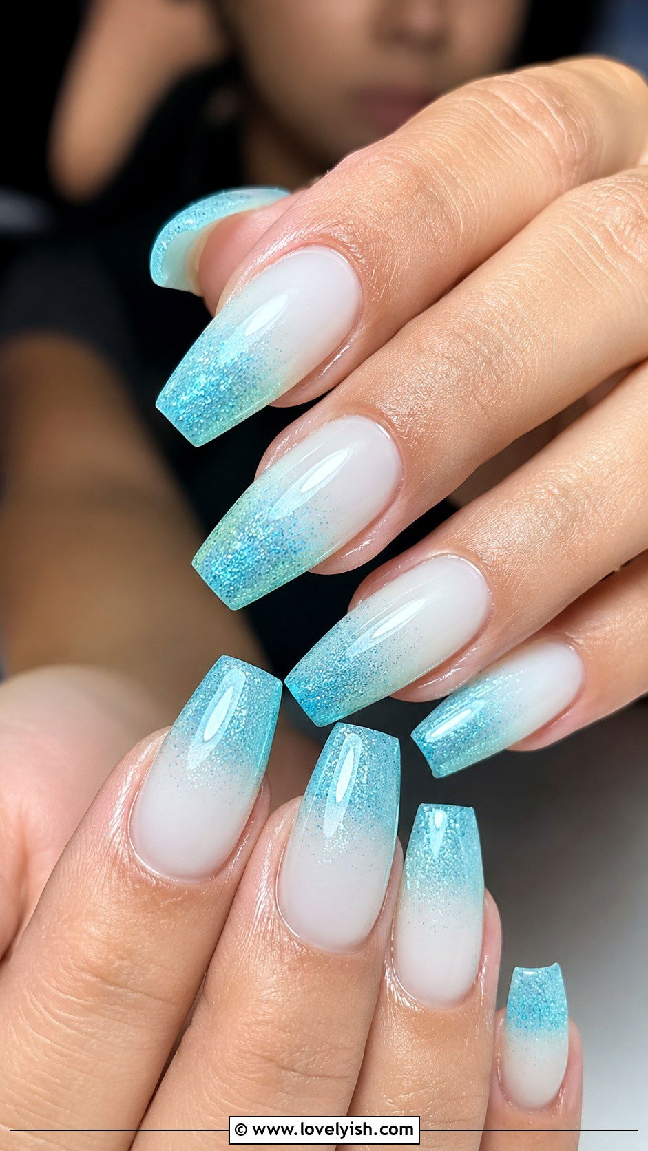 Aqua Glitter Tip Nails - 50 beach nails - 50 beach nails