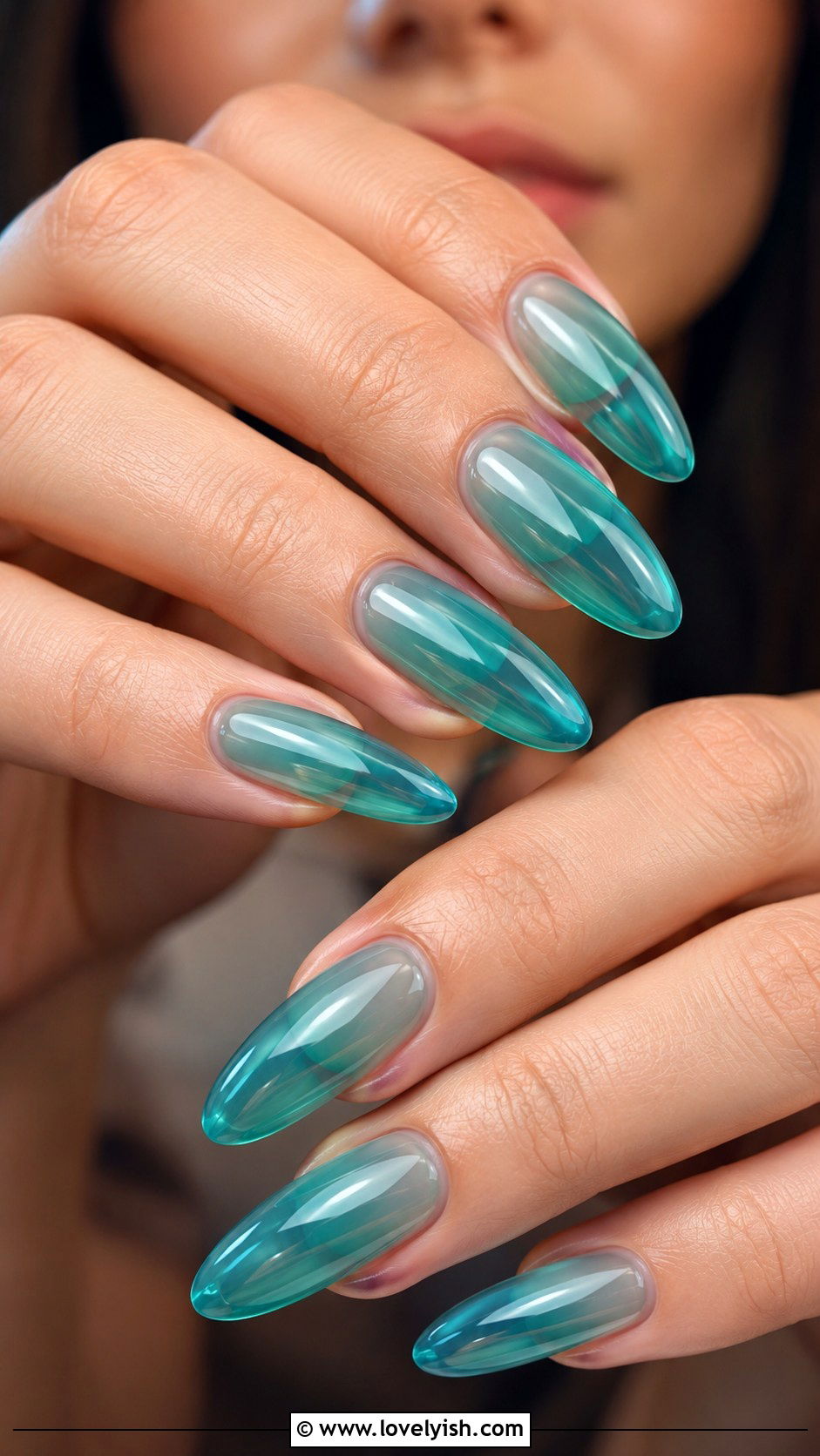 Aqua Jelly Nails - 43 summer nail designs - 43 summer nail designs